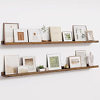 Fun Memories Long Wall Shelves Set of 2-60 Inch Floating Shelves for Wall - Picture Ledge Shelf with Lip for Storage - Wall -