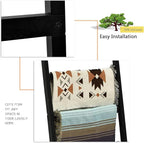 FUIN 6.4ft Extra Wide Wooden Blanket Ladder Living Room Decorative Wal Leaning Farmhouse Quilt Display Holder Rustic Wood Tow