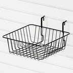 11.8" L x 11.8" D x 3.9"H - 6 pcs Black Wire Baskets for GridWall and SlatWall - Merchandiser Baskets,Grid wall Shelves Hangi