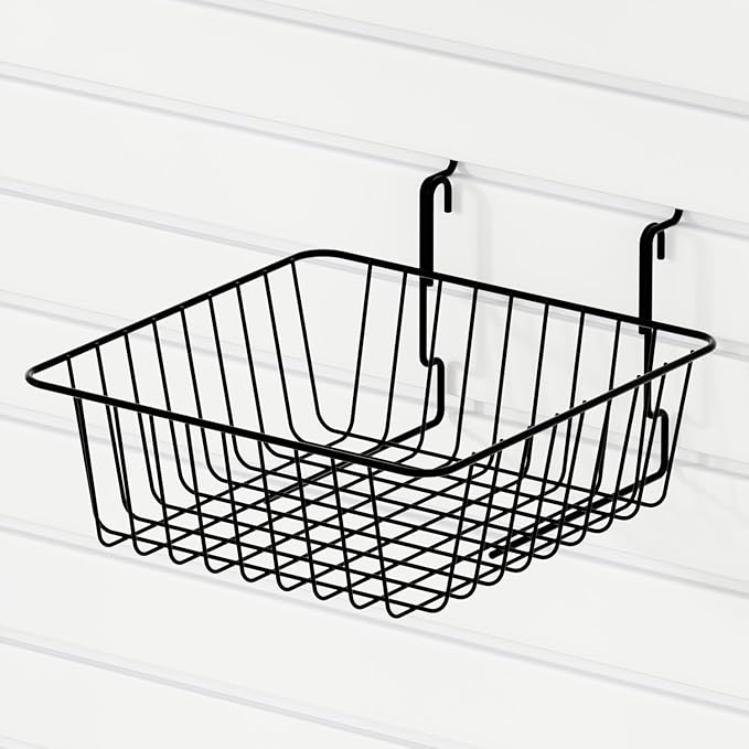 11.8" L x 11.8" D x 3.9"H - 6 pcs Black Wire Baskets for GridWall and SlatWall - Merchandiser Baskets,Grid wall Shelves Hangi