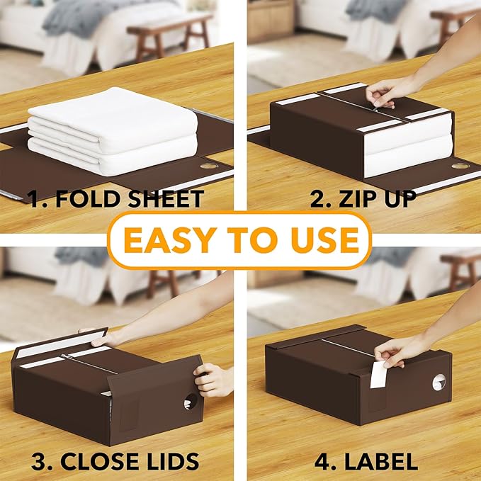 SpaceAid 12 Pack Bed Sheet Organizers and Storage, Foldable Sheet Organizer for Linen Closet, Sheets Set Folder Keeper with W