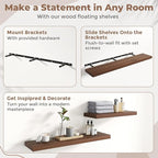 55 Inch Floating Shelves for Wall Set of 2, 8"D Wood Grain Bathroom Shelves with Invisible Brackets, Easy Install Engineered 