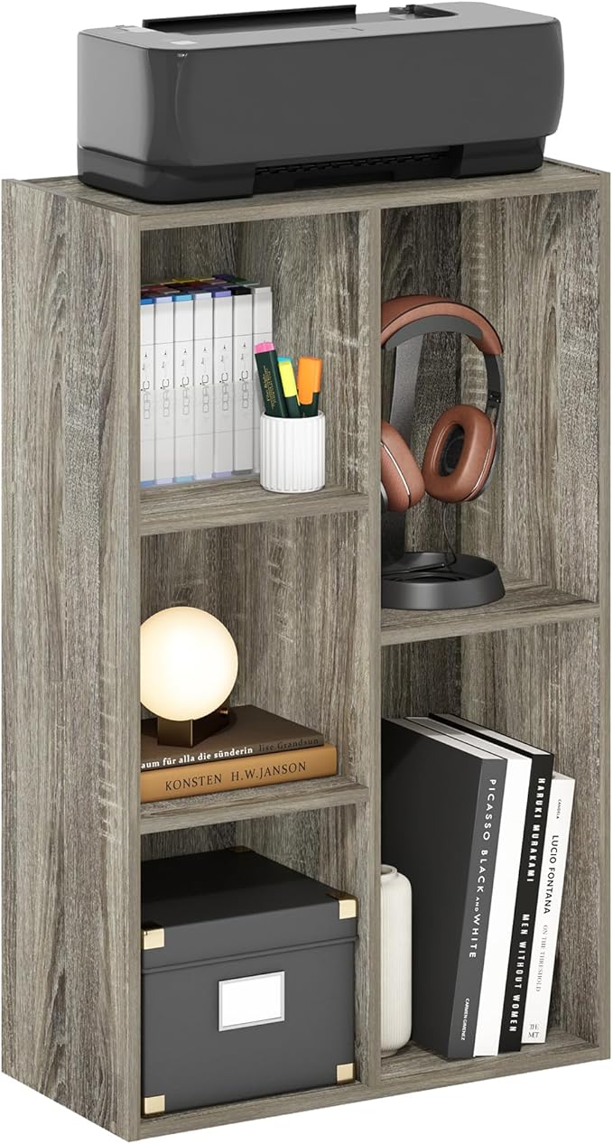 Furinno LUDER Book Shelf, 5-Cube Bookshelf, Reversible Bookcase, 9.4 x 19.5 x 31.5, Easy Assembly, for Living Room, Bedroom, 