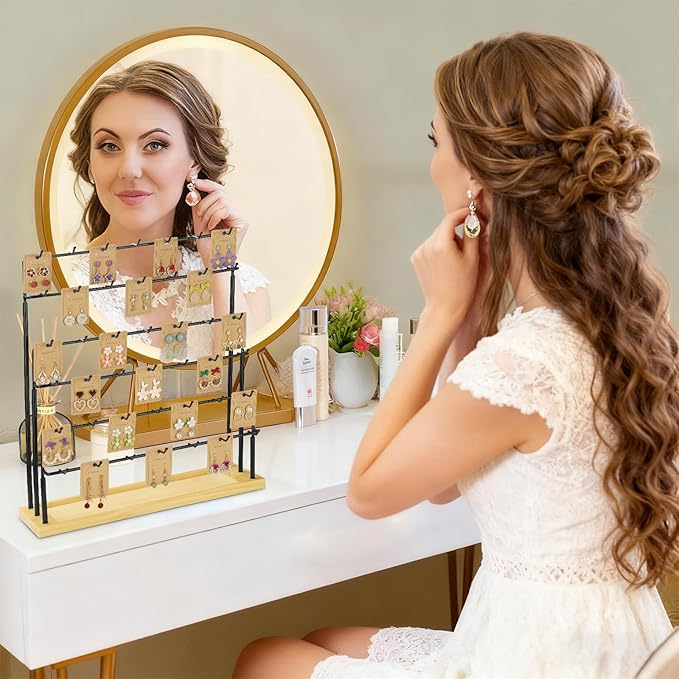 Jewelry Display for Vendors,6 Tiers 42 Hooks Earring Rack Display Holder Stand, Earring Organizer Holder for Necklaces Rings 