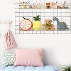 Blulu 4 Pcs Gold Metal Grid Wall Baskets with Hooks Grid Wall Shelves 15.75 x 3.94 x 1.97 Inches Hanging Wire Basket Multi Fu