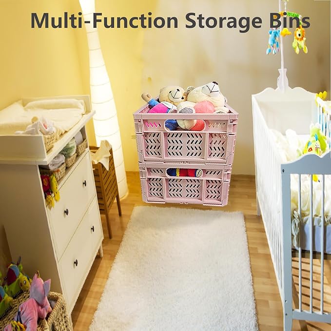 20L Foldable Crates, 4Pack Plastic Baskets for Home and Office,Plastic Folding baskets,Collapsible Crates for Chrismas Gifts,
