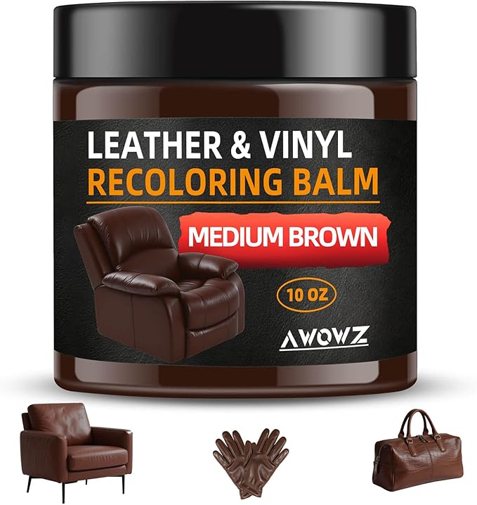 Leather Recoloring Balm - Scratch Repair & Color Restore Kit for Faded Leather, Leather Couch & Car Seats - 10OZ Leather Rest