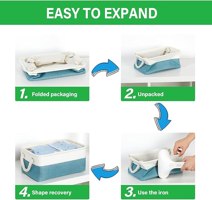 Bidtakay Small Storage Baskets for Shelves 3 Pack Fabric Storage Bins for Organizing Linen Collapsible Organizer for Closet-W