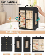 AKOZLIN Jewelry Box 6-Tier Organizer Functional 360° Rotating Jewelry Storage Case for Women Girls Ring Necklace Earring Brac