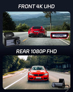 Pelsee P3 4K Dash Cam Front and Rear, 64GB SD Card, 4K+1080P Dual Dash Camera for Cars with Wi-Fi, GPS, ADAS, BSD, LCA, 3’’ I