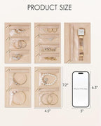 Vlando Travel Jewelry Bags,Jewelry Storage Pouch,5 Pcs Clear Velvet Zipper Pockets Bag for Travel Business Trip Jewelry Organ