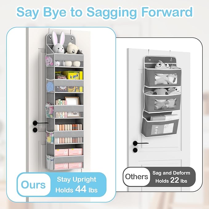 LAMU 5-Tier Over The Door Organizer Hanging, Swing - Proof Closet Behind Door Storage for Baby Clothes, Back of Door Organize