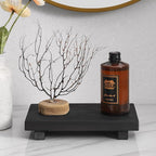 zoocatia Small Wood Tray Pedestal Stand Farmhouse Bathroom Decor Decorative Wooden Riser Kitchen Soap Dish Holder for Vanity,