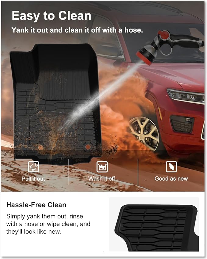KIWI MASTER Floor Mats for 2021-2026 Jeep Grand Cherokee L, OEM Replacement 82216640AA, Custom Fit All Weather Car Mats, Heavy Duty TPE Floor Liners, Front & Rear 3 Row, Black
