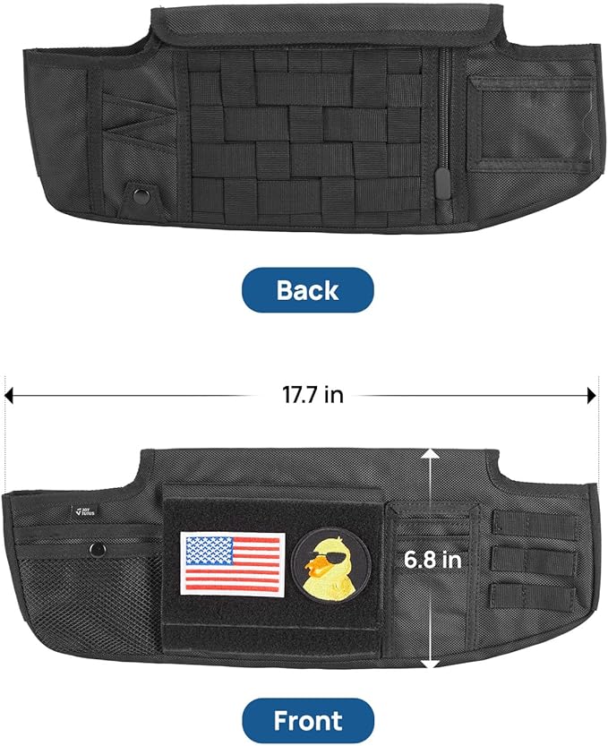 JOYTUTUS Sun Visor Organizer Compatible with 2018-2026 Wrangler JL & Gladiator JT Passenger's Side, Front Tactical Visor Storage Cover Molle Webbing Visor Storage Holder Pouch, Multi-Pocket Net Zipper