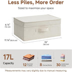 StorageWorks Closet Storage Bin with Lids, Decorative Storage Boxes with Handle, Fabric Storage Bins for Clothes, 15" x11¼x 6