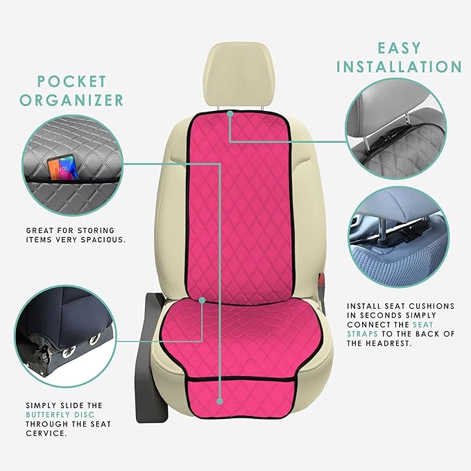 FH Group Car Seat Cushion – Neosupreme Single Front Seat Cover with Front Pockets, Airbag Compatible, Universal Fit Car Seat 