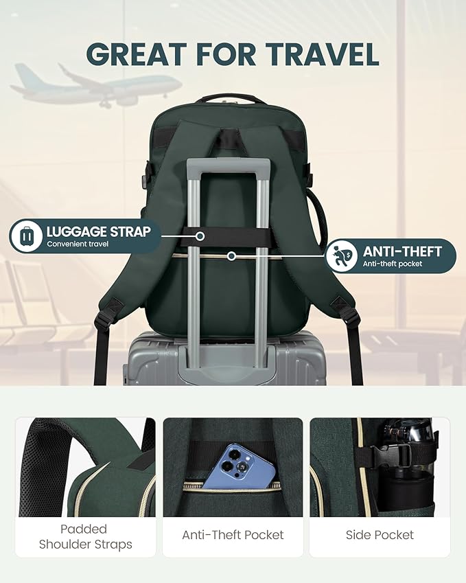 LOVEVOOK Travel Backpack for Women & Men 40L,Airline Approved Carry On Backpack Travel Essential,TSA Carry on Luggage,Waterpr