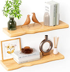 Floating Shelves for Wall 24 Inch Wooden Floating Shelves Live Edge Shelf with Unique Natural Grain Wall Mounted Rustic Pine 