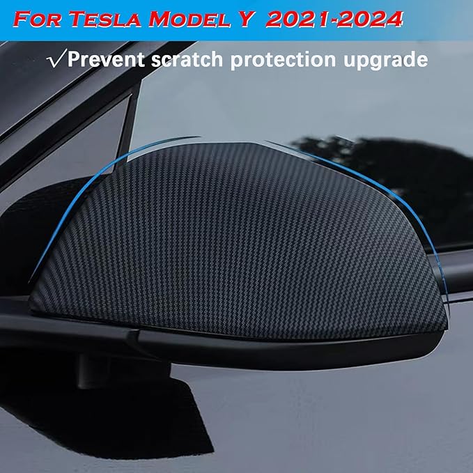 YHCDSEA Rearview Mirror Guard Cover for Tesla Model Y, Side Mirror Cover Exterior Accessories fit for Model Y 2024 2023 2022 2021 (Matt Carbon Fiber Pattern)