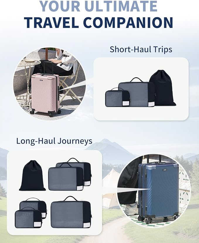 ECOHUB 6 Set Packing Cubes for Travel Durable Suitcase Organizer Bags Set with Personalized Tag Travel Essentials with Shoe B