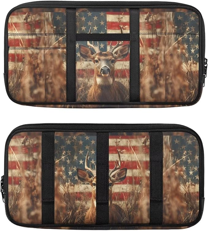 Deer Print Car Sun Visor Organizer 11.81 x 5.9 Inch Car Storage Pouch Holder Multi-Pocket Auto Interior Accessories Pocket Organizer for Card Pen Phone