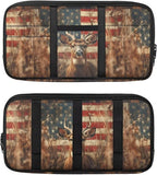 Deer Print Car Sun Visor Organizer 11.81 x 5.9 Inch Car Storage Pouch Holder Multi-Pocket Auto Interior Accessories Pocket Organizer for Card Pen Phone