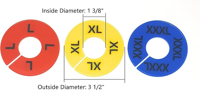 Clothes Size Dividers | 40 Pieces 8 Colors XXS-XXXL | Ultimate Clothing Rack Dividers | Round Clothes Rack Clothes Hangers, C