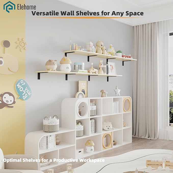 Floating Shelf Board for Wall 5/8" –1 Pack Board Only, No Brackets – 72" L x 10" W x 0.6" T Lite Oak Melamine Wood Floating S