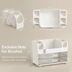HBlife Makeup Organizer for Vanity with Brush Holder, Large Bathroom Countertop Cosmetic Organizer Skin Care Storage, Easy to
