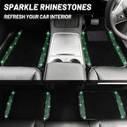 NBTEPEM Bling Car Floor Mats Full Set, Universal Fit Most Cars,SUV, Trucks, 4 pcs Sparkle Glitter Diamond Carpet for Women Girls with Anti-Slip Pad (Green Diamond)