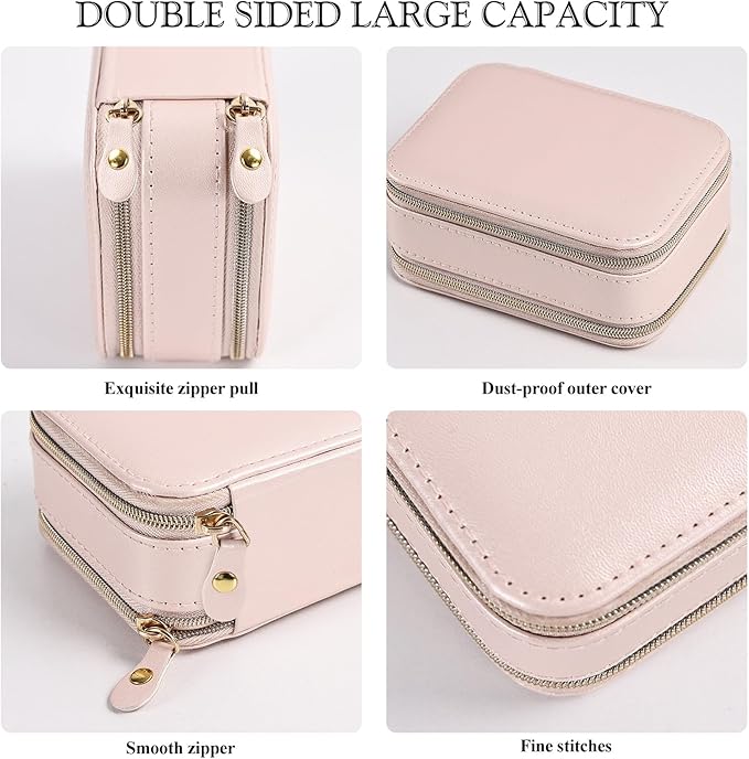 Greenfeather Travel Jewelry Case, PU Leather Travel Jewelry Organizer Box,Small Portable Jewellery Storage Holder for Women R