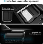 Center Console Organizer Tray for Tesla Model Y Juniper 2025-2026 & Model 3 Highland 2024-2026 [Premium PC + Silent Silicone Liner] Cup Holder for Tesla Model Y Juniper Accessories