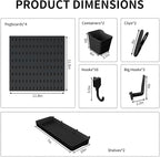 SHGJ&SOFT Peg Board Wall Organizer Panels, 22pcs - Includes 4 Black Pegboards & Accessories, Plastic Pegboard for Home，Office