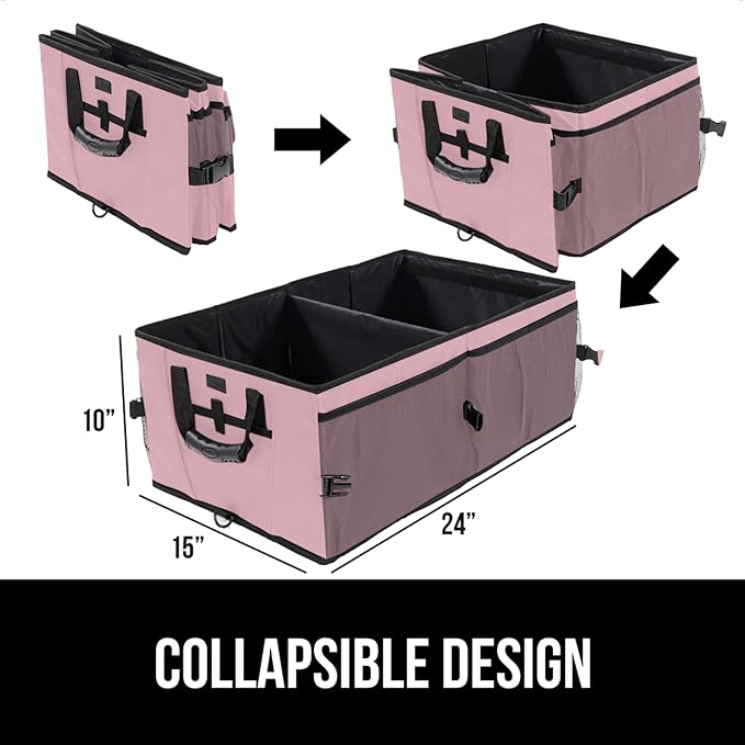 GORILLA GRIP Large Capacity Sturdy Trunk Storage Organizer, Slip and Water Resistant Collapsible Organization Container for