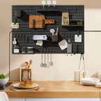 SHGJ&SOFT Peg Board Wall Organizer Panels, 50pcs - Includes 6 Black Pegboards & Accessories, Plastic Pegboard for Home，Office