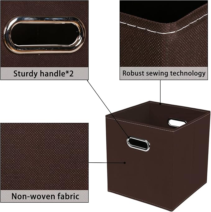 Fabric storage bins Cubes, Fabric Cube Organizer with Handle, Foldable Cube Bins for Cloth or Accessary Storage, 11x11x11, Se