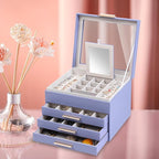 BOOVO Clear Lid Jewelry Box,4 Layers Jewelry Organizer Large Jewelry Storage Box with 3 Drawers,Jewelry Holder Organzier of R