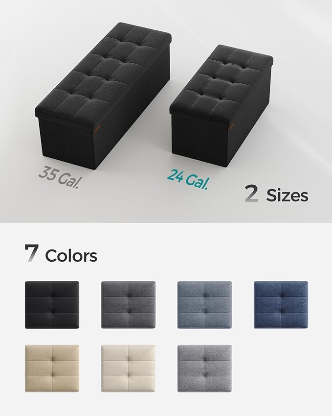 SONGMICS Mazie Collection - 30 Inches Folding Storage Ottoman Bench, Ottoman Foot Rest, End of Bed Bench, Storage Chest, Load
