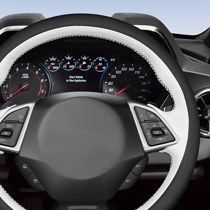 MEWANT Hand Sewn 3D Style Steering Wheel Cover Wrap for Chevrolet Camaro 2017-2022 Steering Wheel Accessories for Chevrolet Camaro 2017-2022