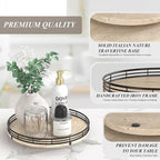 Italian Natural Travertine Lazy Susan Turntable for Table Top – 10” Round Marble Tray Organizer for Bathroom, Vanity, Dining 