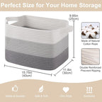 OIASKET Storage Baskets for Organizing, Woven Baskets for Shelves, Rectangle Decorative Organizer for Storage Clothes, Toy, B