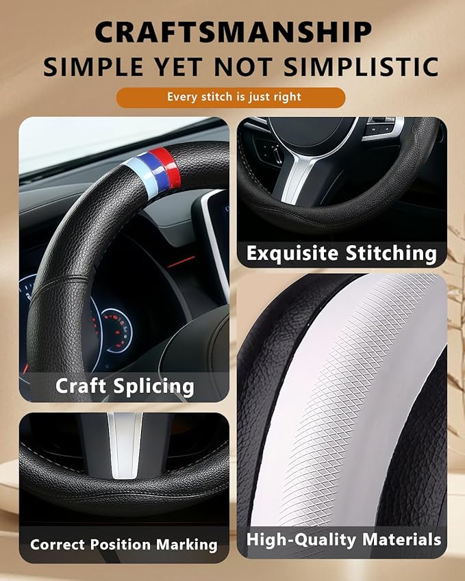 Customized Auto Car Steering Wheel Cover for BMW X1 X2 X3 X4 X5 X6 X7 i3 i4 i5 i8 535i 740Li 335i M3 M4 M5 Z1 Z3 Z4 Z5 (Black