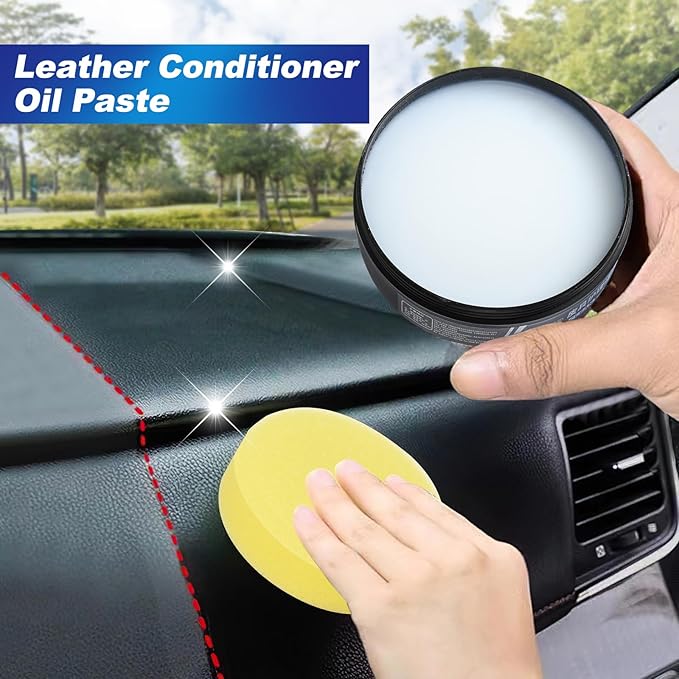 2Pcs Leader Cleaning and Care Cream & Cleaning Paste for Leather Care, Automotive Interior Leather Cleaning Cream, Leather Re