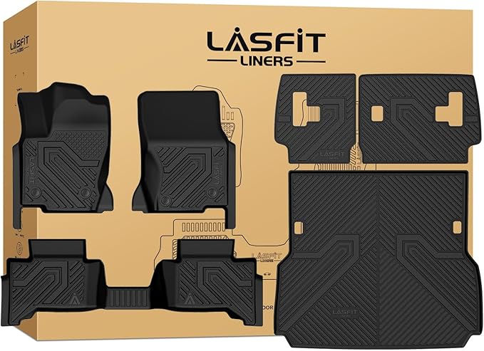 LASFIT Floor Mats for Toyota Land Cruiser 2026 2025 2024, All Weather TPE Custom Fit Rear Trunk Mat for Land Cruiser Accessories, Land Cruiser Cargo&Backrest&Floor Mats