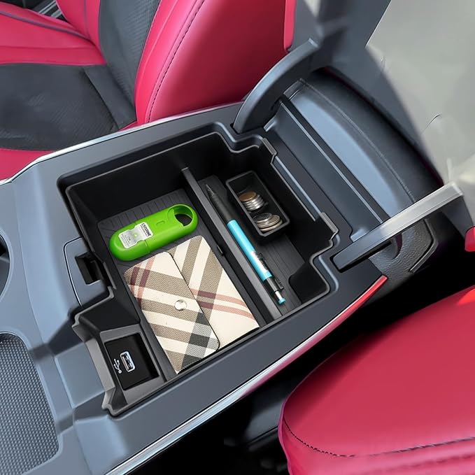 2025 2026 RDX Center Console Organizer for Acura RDX (Base/Technology/A-Spec/Advance/A-Spec Advance), Durable ABS Plastic&Anti-Slip Rubber Armrest Tray Insert 2026 RDX Accessories