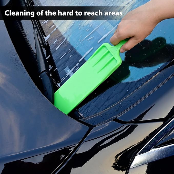 NEWISHTOOL Long Reach Auto Bulldozer Squeegee, 3PCS Bulldozer Tint Tool Squeegee and 10PCS Scrub Pads Mini Paddle Scrubber Squeegee for Window Tint Film Installing Vehicle Rear Window Glass Cleaning