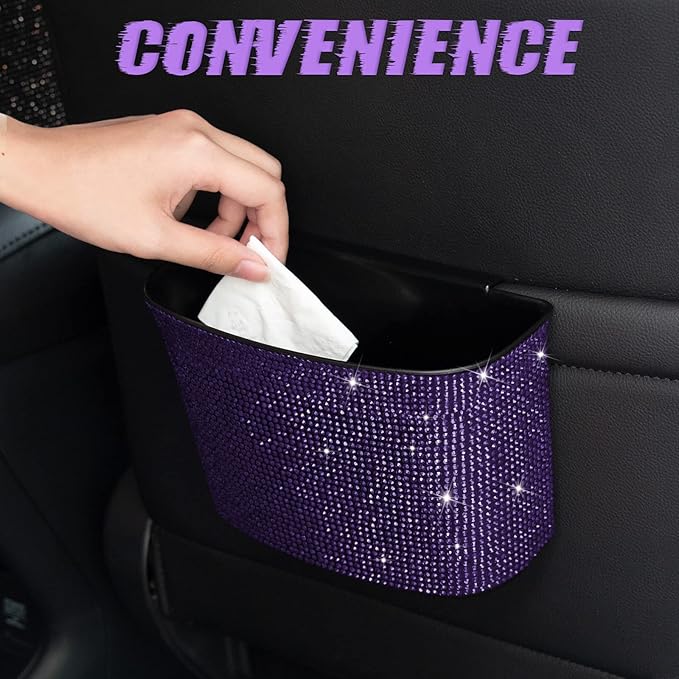 eing 2 x Car Garbage Bags Hanging Trash Bags for Rear Gear Lever Center Console 100% Waterproof Purple