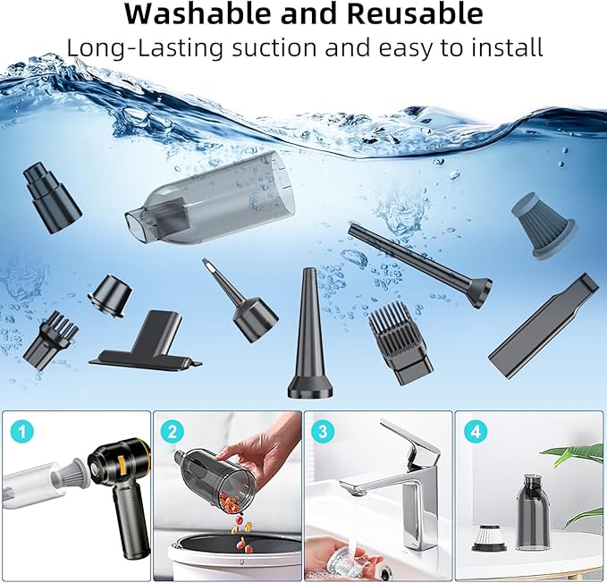 Car Vacuum Cleaner High Power - 22000PA Portable Cars Vacuum 4 in 1 Compressed Air Duster & Air Blower & Pump Hand Held Vacuu
