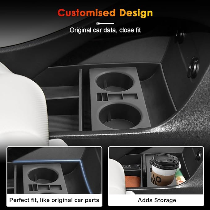 for 2024 Hyundai Palisade Lower Console Organizer for 2023-2025 Palisade SE/SEL/XRT/Limited/Calligraphy Under Console Tray Palisade Accessories (23-25 Palisade TPE Under Organizer w/Cup Holder)